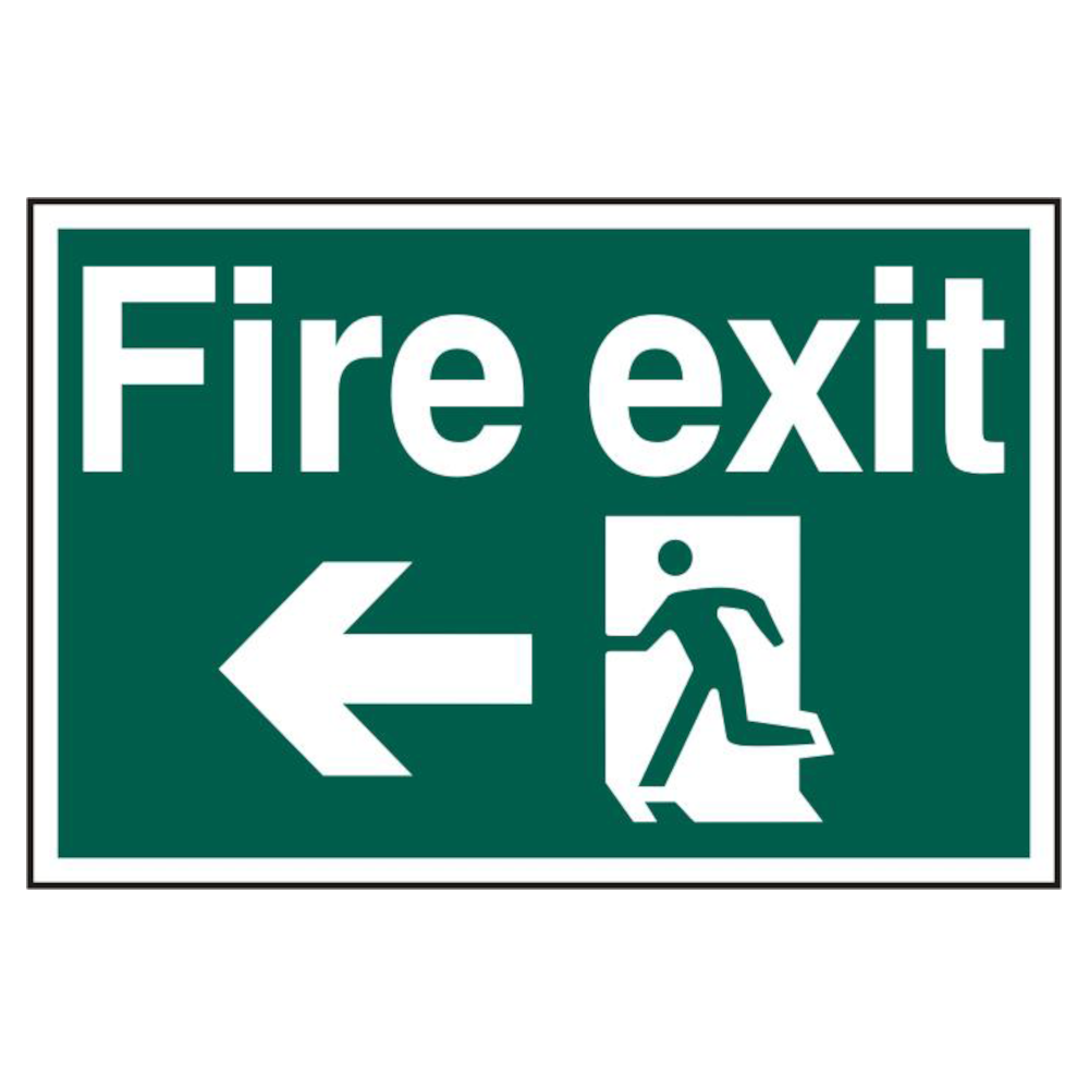 ASEC Fire Exit 200mm x 300mm PVC Self Adhesive Sign Left - Green
