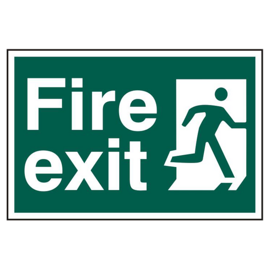 ASEC Fire Exit 200mm x 300mm PVC Self Adhesive Sign Front - Green