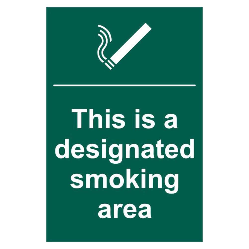 ASEC This Is A Designated Smoking Area 200mm x 300mm PVC Self Adhesive Sign 1 Per Sheet - Green