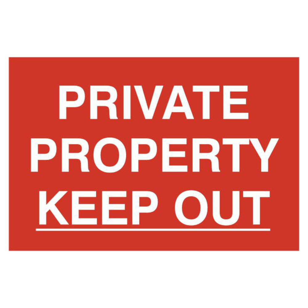 ASEC Private Property Keep Out 200mm x 300mm PVC Self Adhesive Sign 1 Per Sheet - Red