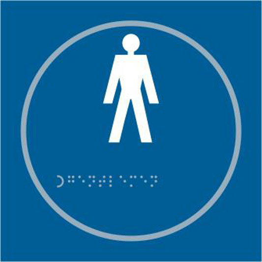 ASEC Gents 150mm x 150mm Taktyle (Braille) Self Adhesive Sign 1 Per Sheet - Blue