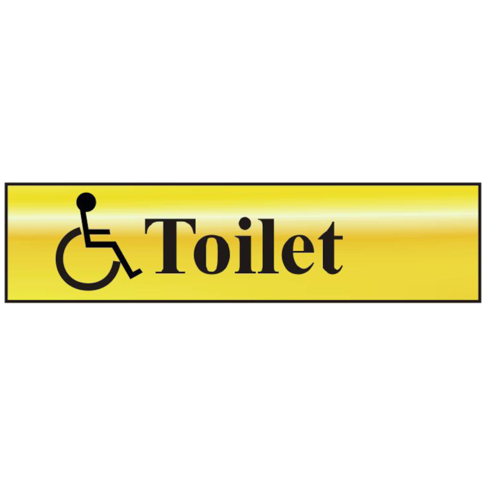 ASEC Disabled Toilet 200mm x 50mm Gold Self Adhesive Sign 1 Per Sheet - Gold