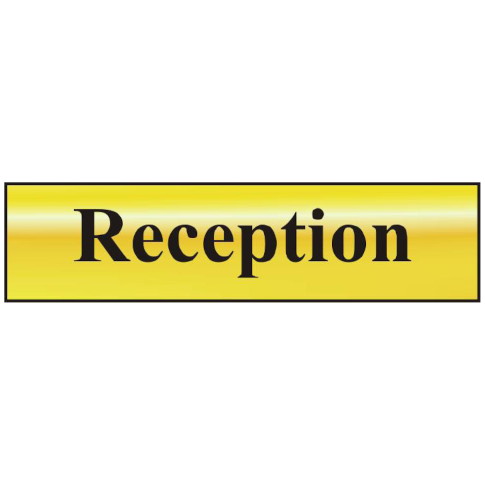ASEC Reception 200mm x 50mm Gold Self Adhesive Sign 1 Per Sheet - Gold