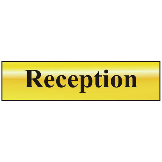 ASEC Reception 200mm x 50mm Gold Self Adhesive Sign 1 Per Sheet - Gold