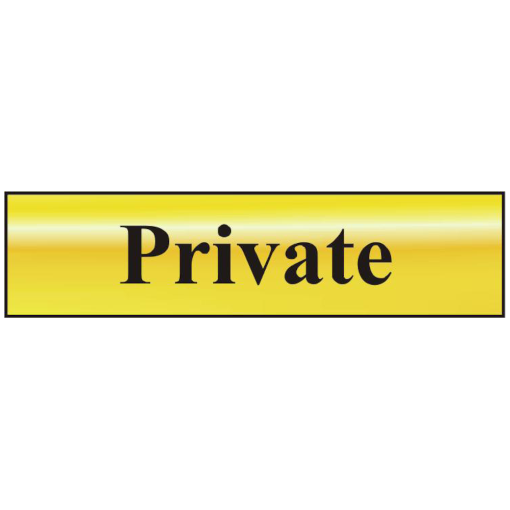 ASEC Private 200mm x 50mm Gold Self Adhesive Sign 1 Per Sheet - Gold