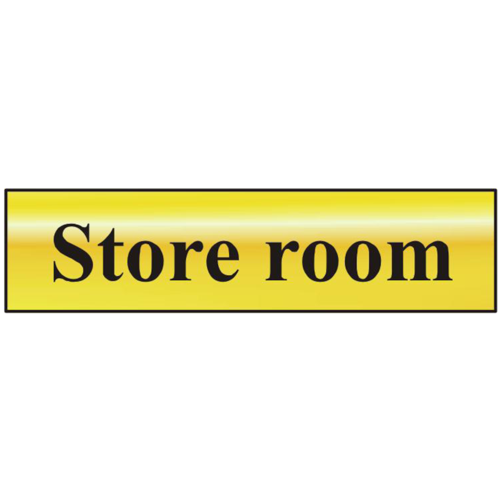 ASEC Store Room 200mm x 50mm Gold Self Adhesive Sign 1 Per Sheet - Gold