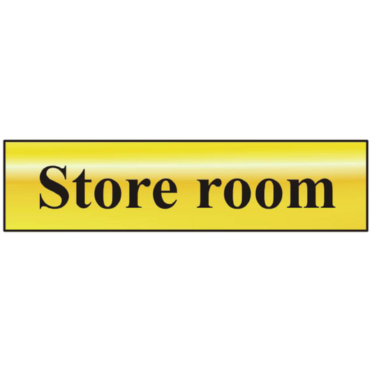 ASEC Store Room 200mm x 50mm Gold Self Adhesive Sign 1 Per Sheet - Gold