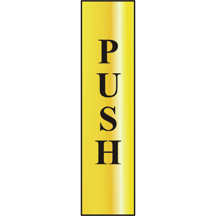 ASEC Push 200mm x 50mm Gold Self Adhesive Sign 1 Per Sheet - Gold