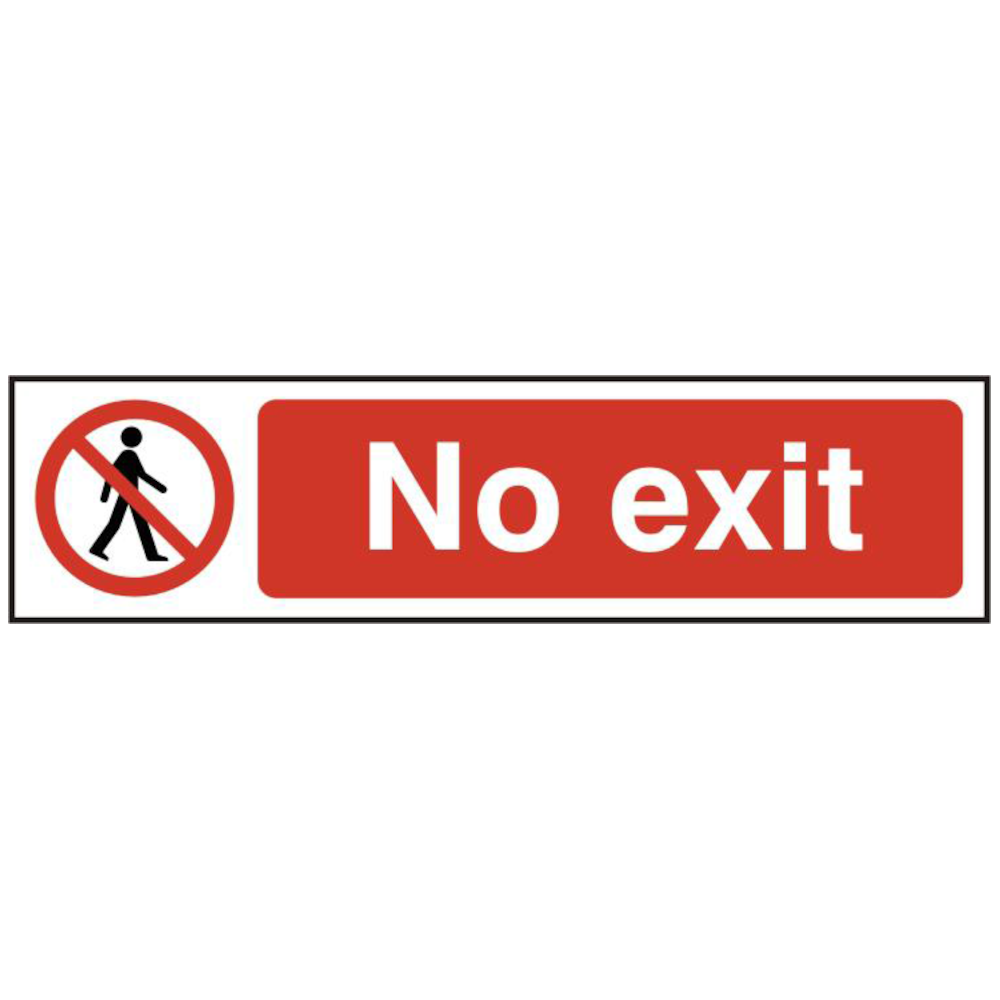 ASEC No Exit 200mm x 50mm PVC Self Adhesive Sign 1 Per Sheet - Red & White