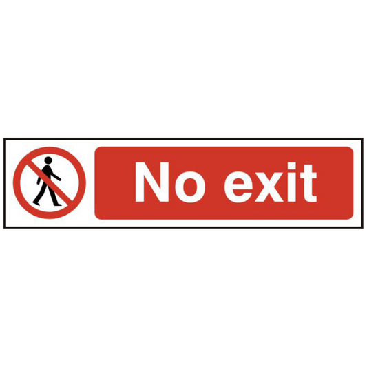 ASEC No Exit 200mm x 50mm PVC Self Adhesive Sign 1 Per Sheet - Red & White