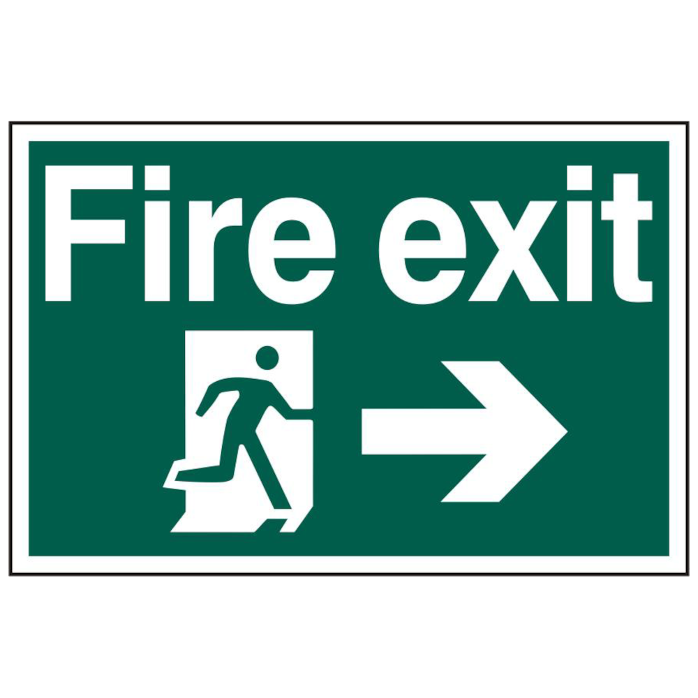 ASEC Fire Exit 400mm x 600mm PVC Self Adhesive Sign Right