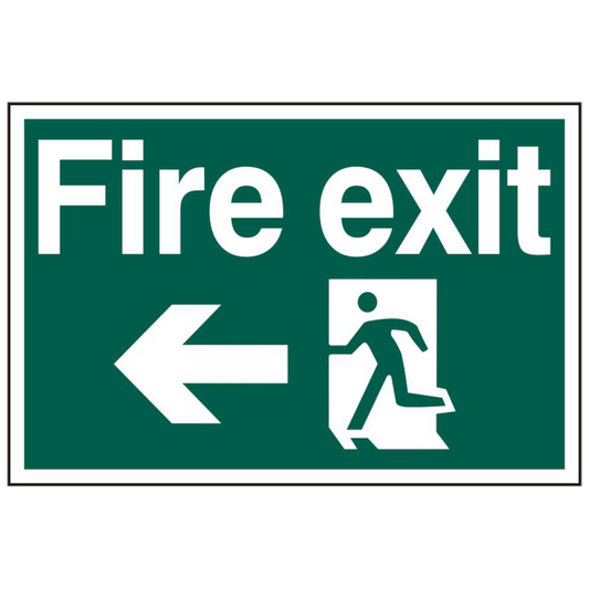 ASEC Fire Exit 400mm x 600mm PVC Self Adhesive Sign Left