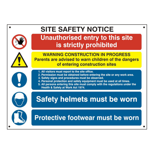 ASEC Composite Site Safety Poster 800mm x 600mm PVC Sign Single Poster - White
