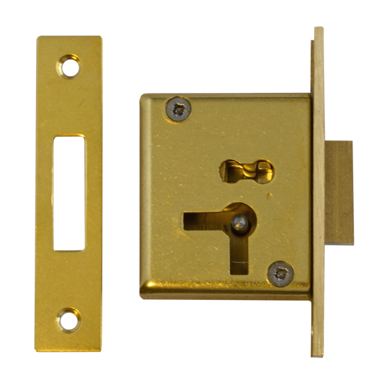 ASEC 15 4 Lever Cut Cupboard Lock 64mm Keyed To Differ Right Handed Pro - Satin Brass