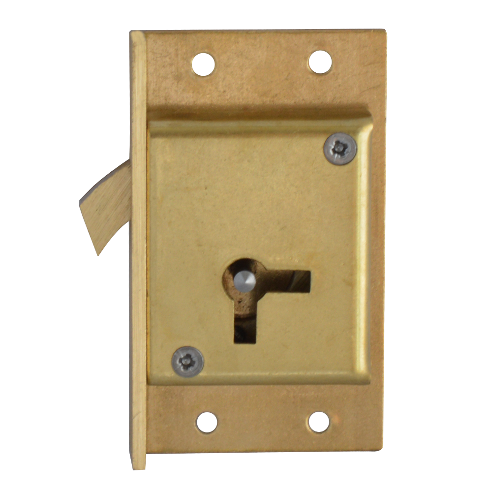 ASEC 80 4 Lever Cut Cupboard Lock 64mm Keyed To Differ Left Handed Pro - Satin Brass