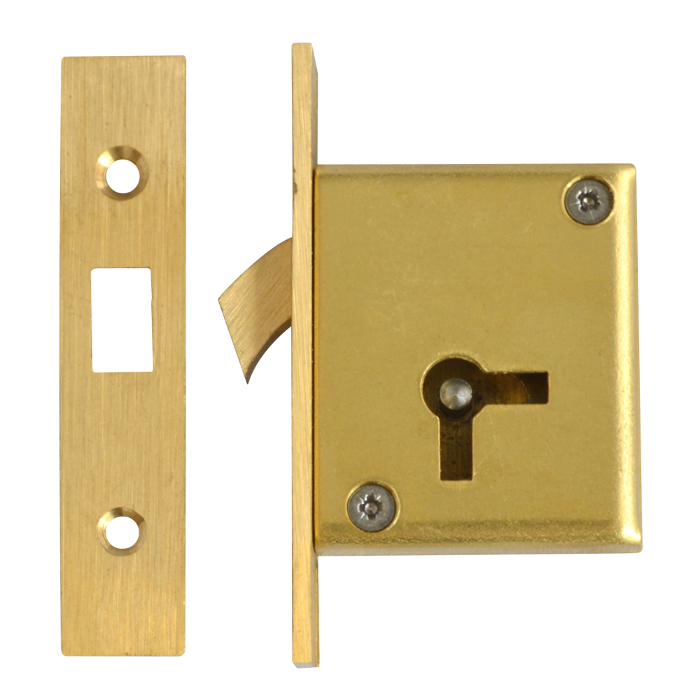 ASEC 85 4 Lever Mortice Cupboard Hooklock 64mm Keyed To Differ Left Handed Pro - Satin Brass