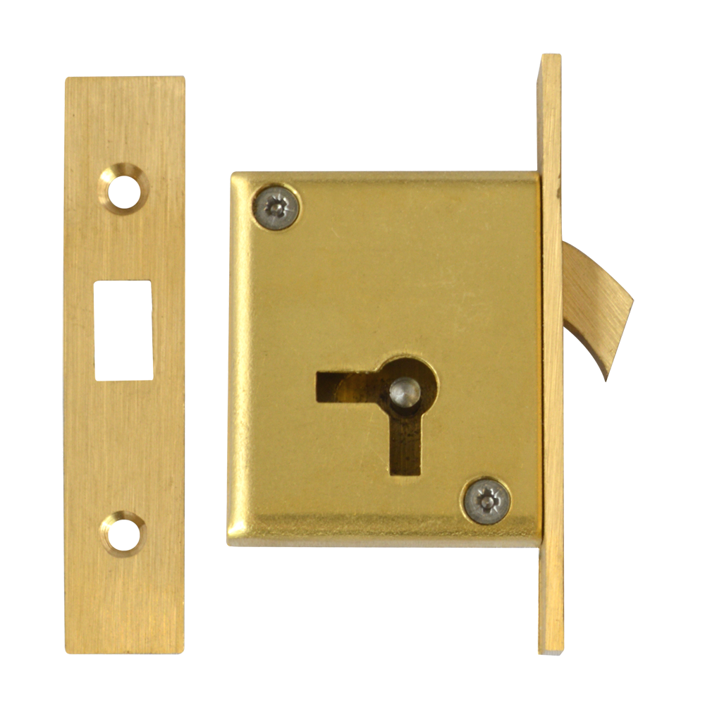 ASEC 85 4 Lever Mortice Cupboard Hooklock 64mm Keyed To Differ Right Handed Pro - Satin Brass