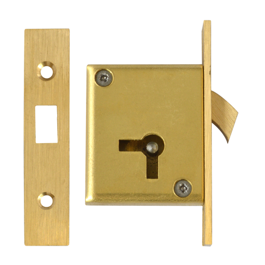ASEC 85 4 Lever Mortice Cupboard Hooklock 64mm Keyed To Differ Right Handed Pro - Satin Brass