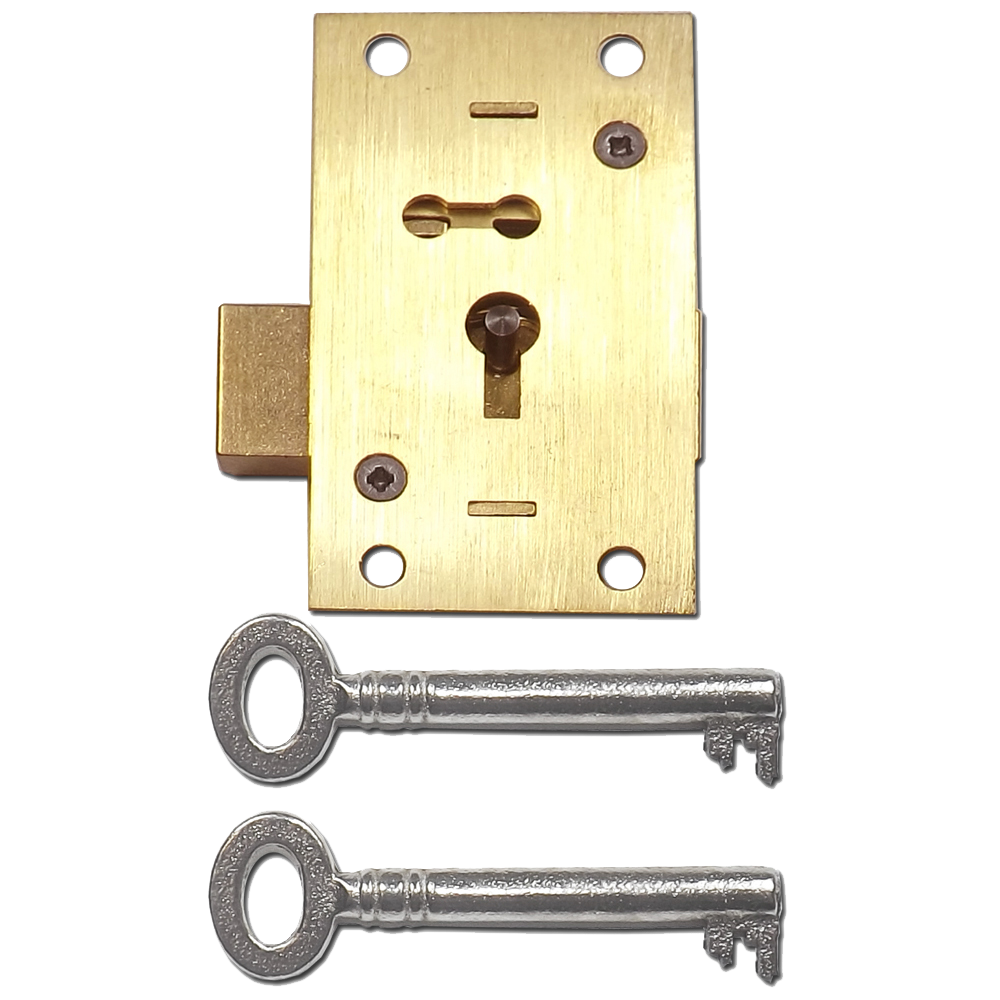 ASEC 51 2 & 4 Lever Straight Cupboard Lock 4 Lever 64mm Keyed Alike Pro - Satin Brass