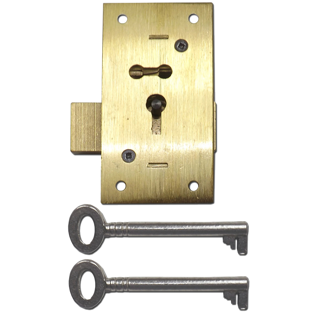 ASEC 51 2 & 4 Lever Straight Cupboard Lock 4 Lever 75mm Keyed Alike Pro - Satin Brass