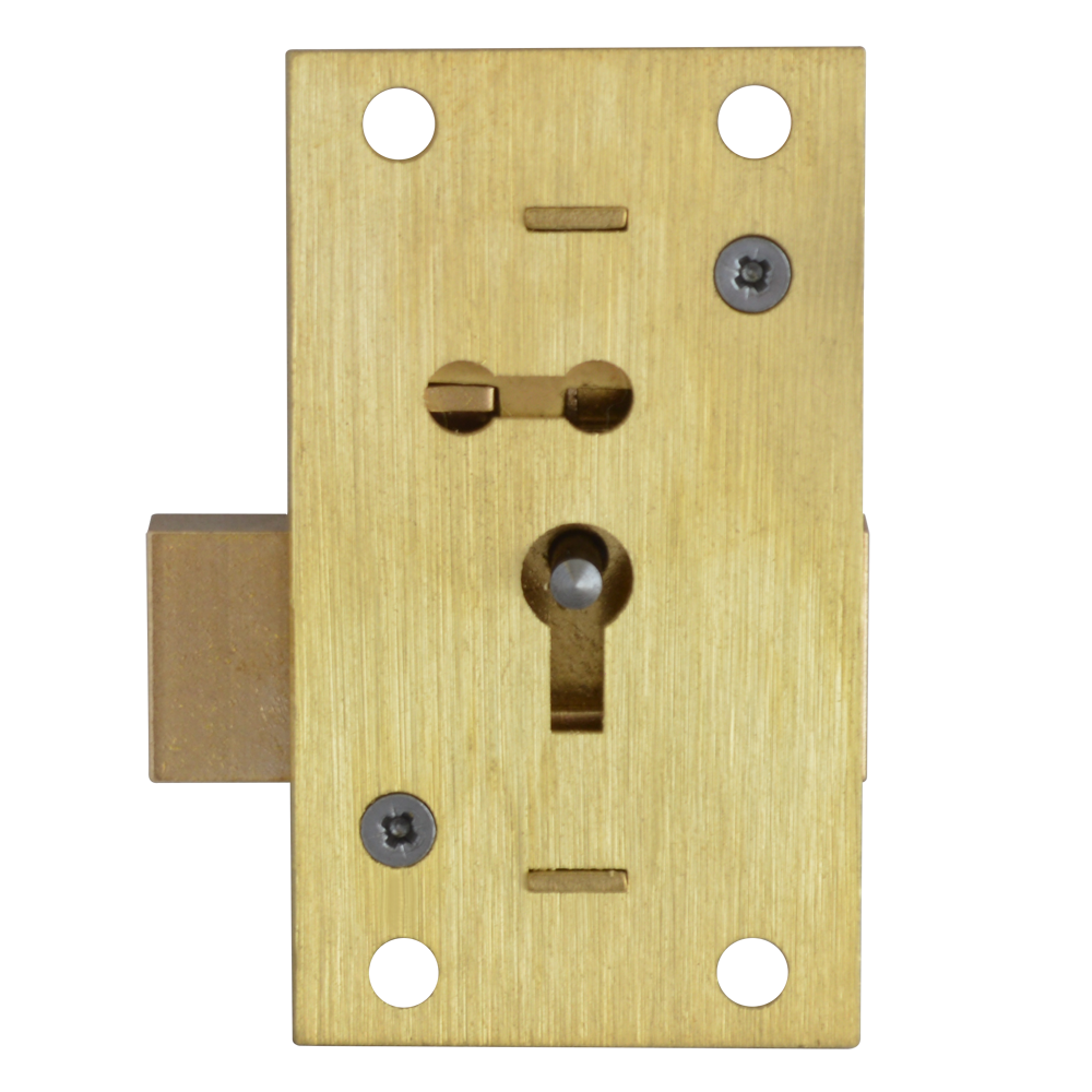 ASEC 51 2 & 4 Lever Straight Cupboard Lock 2 Lever 64mm Keyed To Differ Pro - Satin Brass