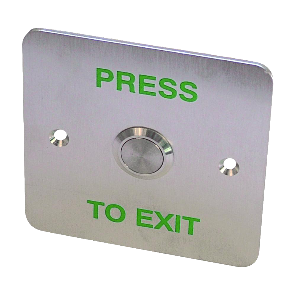 ASEC Press To Exit Stainless Steel Surface 1 Gang Button `Press To Exit` - Stainless Steel