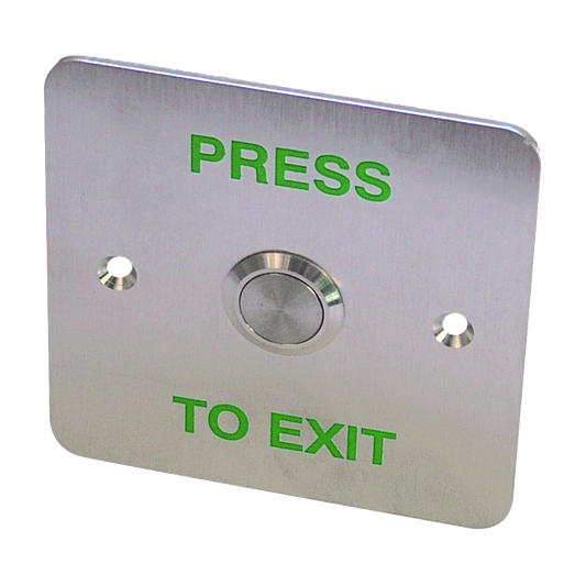 ASEC Press To Exit Stainless Steel Surface 1 Gang Button `Press To Exit` - Stainless Steel