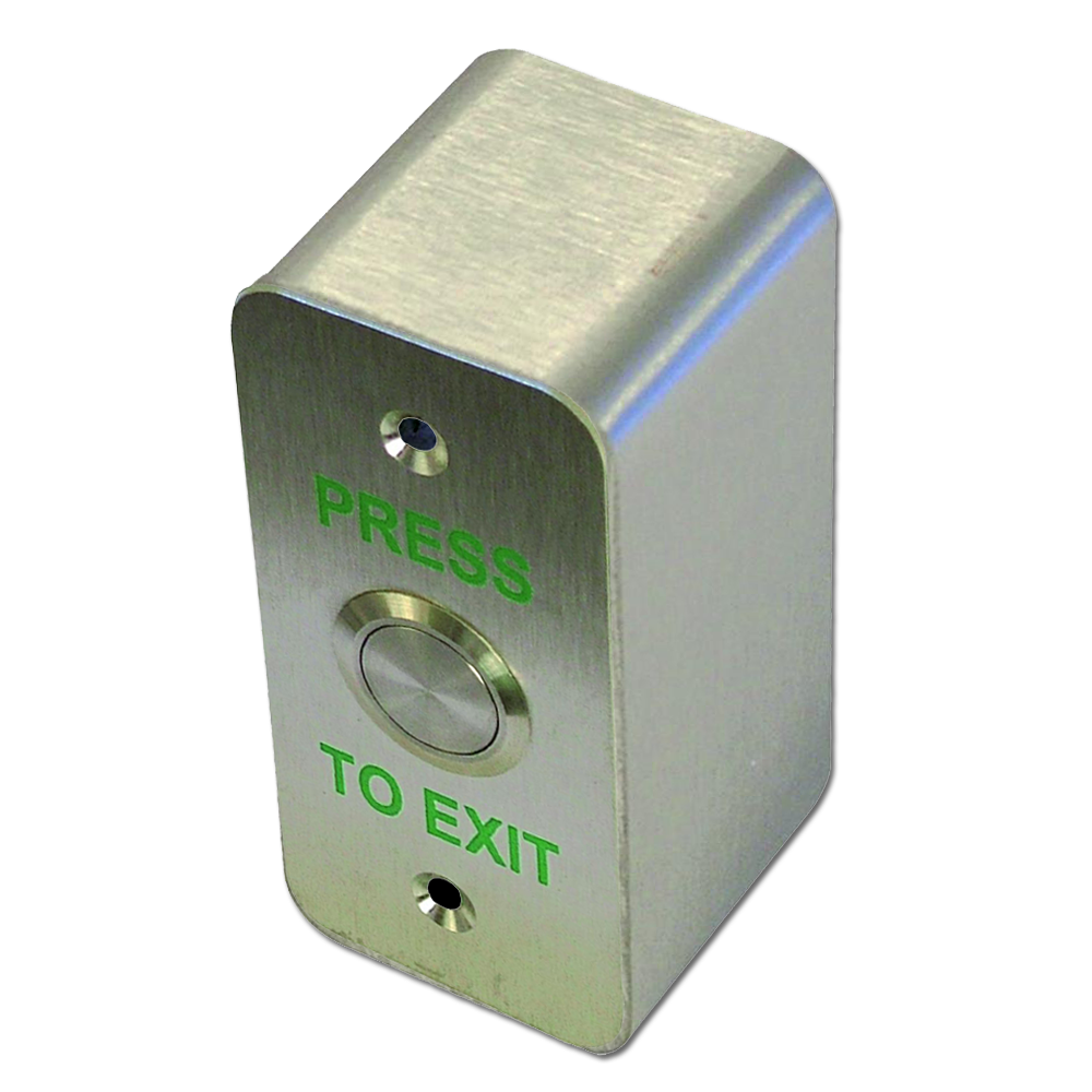 ASEC Press To Exit Narrow Style Surface Button Stainless Steel `Press To Exit` - Stainless Steel