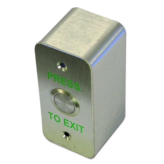 ASEC Press To Exit Narrow Style Surface Button Stainless Steel `Press To Exit` - Stainless Steel