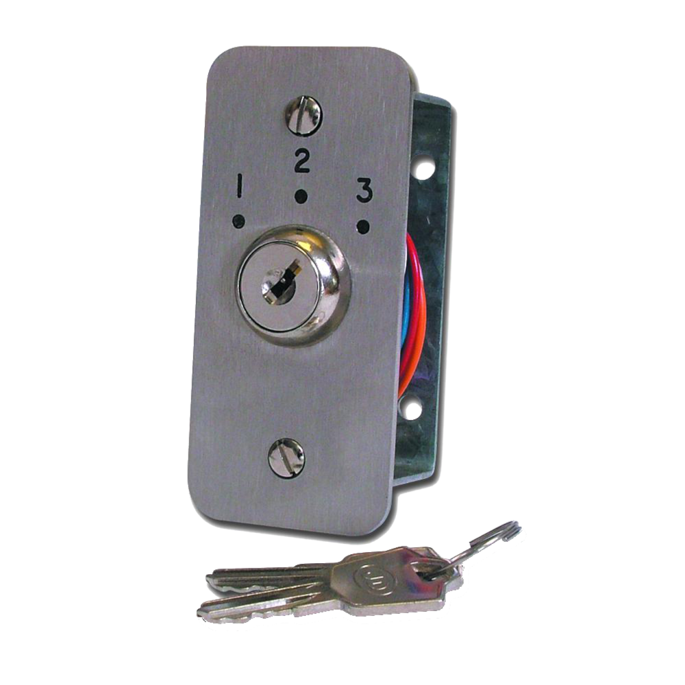 ASEC Three Position Key Switch Numbered `1`, `2` & `3` - Stainless Steel