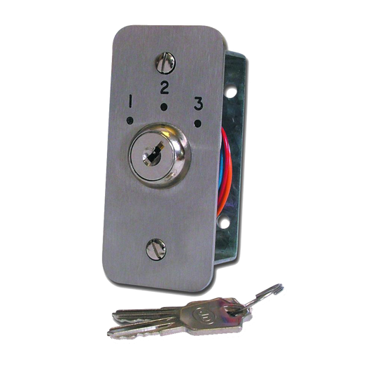 ASEC Three Position Key Switch Numbered `1`, `2` & `3` - Stainless Steel