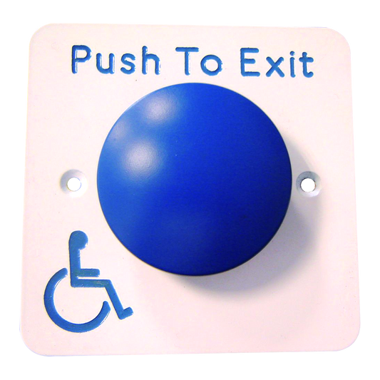 ASEC Push To Exit Blue Dome DDA Exit Button `Push To Exit` - Stainless Steel