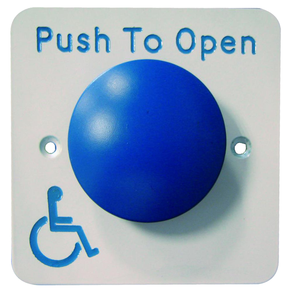 ASEC Push To Open Blue Dome DDA Exit Button `Push To Open` - Stainless Steel