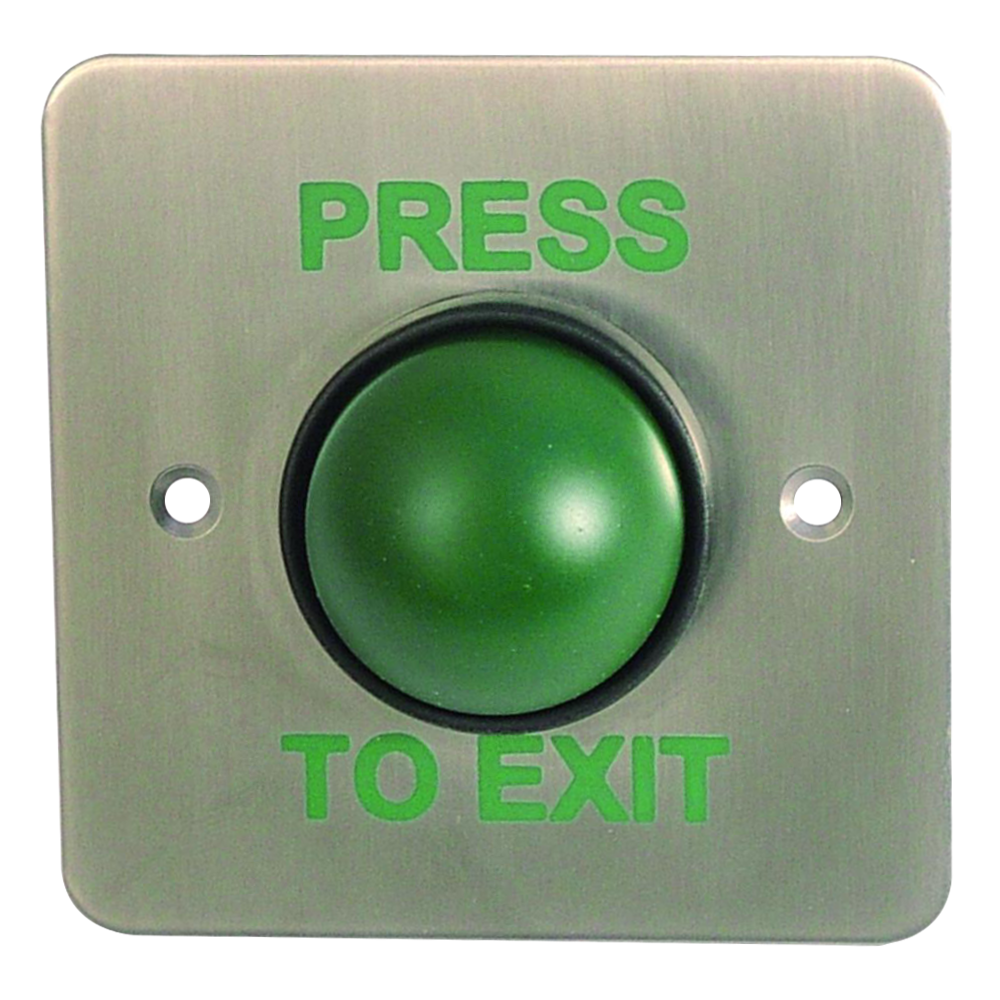 ASEC Press To Exit Green Dome Button With Tamper Proof Collar `Press To Exit` - Stainless Steel