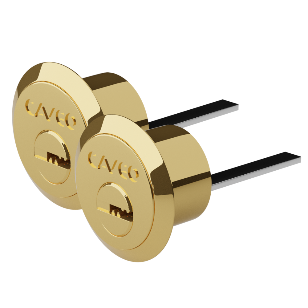 CAVEO Dimple Rim Cylinder Keyed Alike Pair 3 Keys - Polished Brass