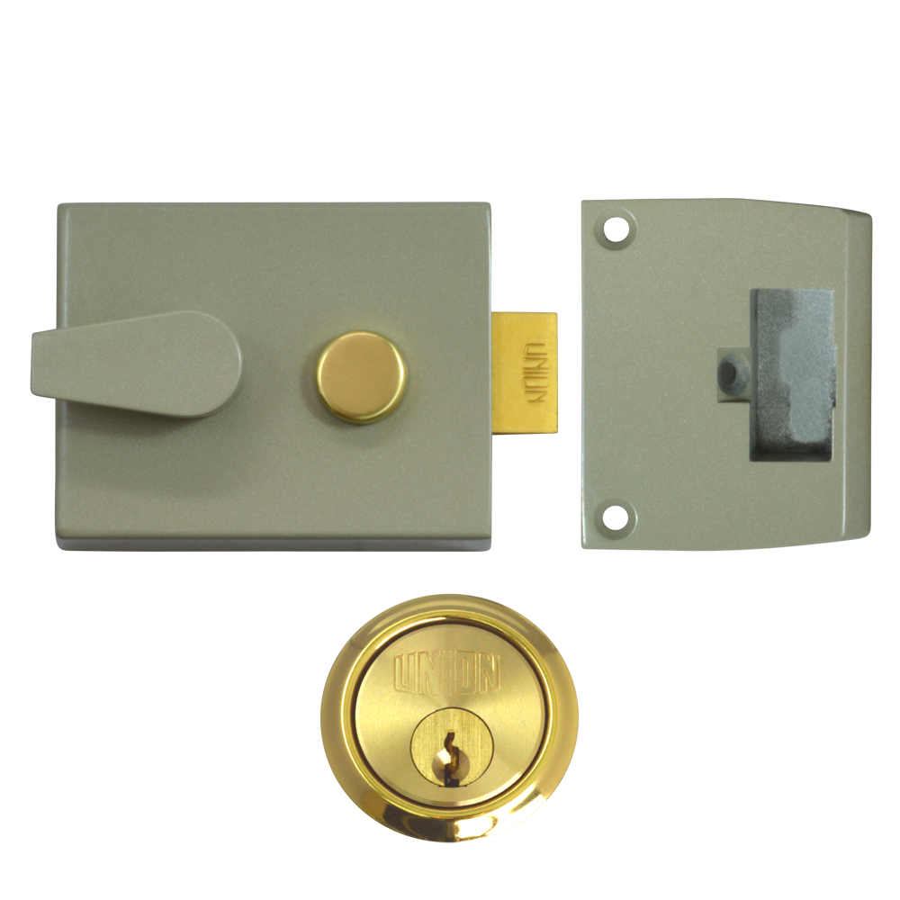 UNION 1047 & 1048 Deadlocking Nightlatch 1048 60mm CG Case Cyl Pro - Champagne Gold