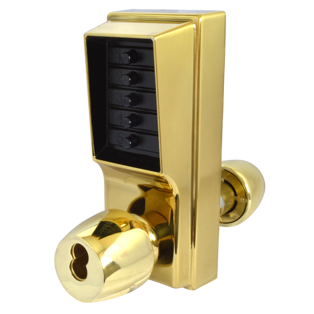 DORMAKABA Series 1000 1041B Knob Operated Digital Lock With Key Override & Passage Set No Cylinder 1041B-03 - Polished Brass