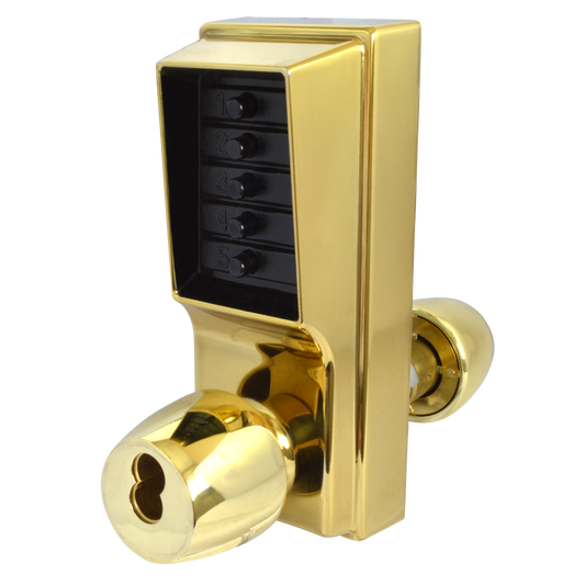 DORMAKABA Series 1000 1041B Knob Operated Digital Lock With Key Override & Passage Set No Cylinder 1041B-03 - Polished Brass