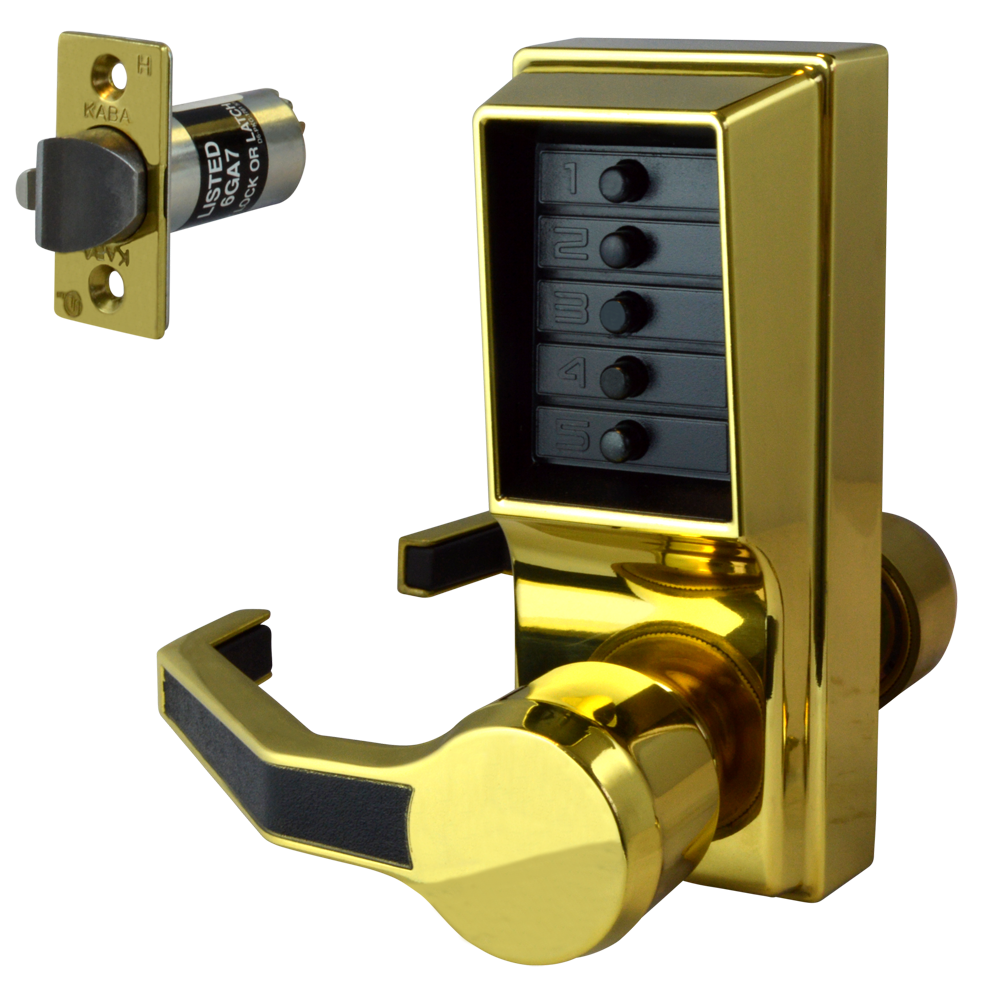 DORMAKABA Simplex L1000 Series L1041B Digital Lock Lever Operated With Key Override & Passage Set Left Handed No Cylinder LL1041B-03 - Polished Brass