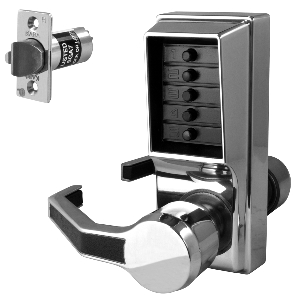 DORMAKABA Simplex L1000 Series L1041B Digital Lock Lever Operated With Key Override & Passage Set Left Handed No Cylinder LL1041B-26D - Satin Chrome