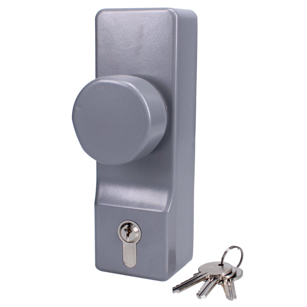 EXIDOR 302 Knob Operated Outside Access Device With Cylinder With Cylinder - Silver Enamelled