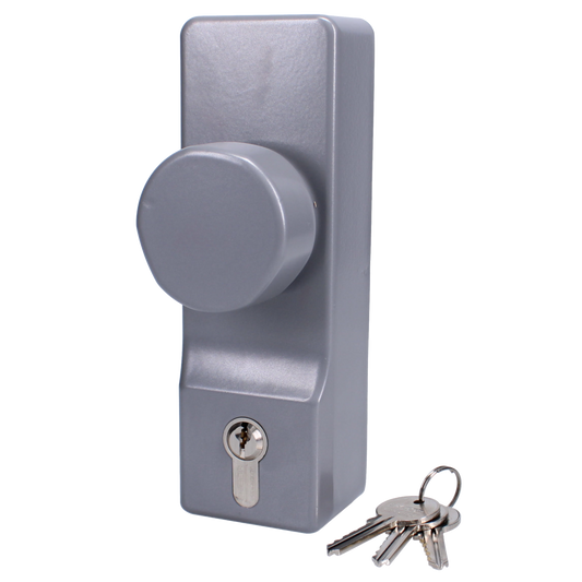 EXIDOR 302 Knob Operated Outside Access Device With Cylinder With Cylinder - Silver Enamelled