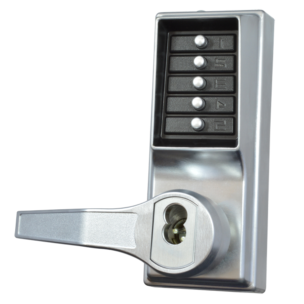 DORMAKABA LP1000 Series Front Only Digital Lock To Suit Panic Latch With Key Override Left Handed No Cylinder - Satin Chrome