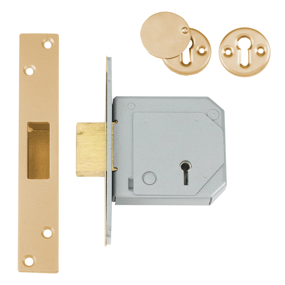 UNION C-Series 3G114E BS 5 Lever Deadlock 67mm Keyed To Differ - Polished Brass