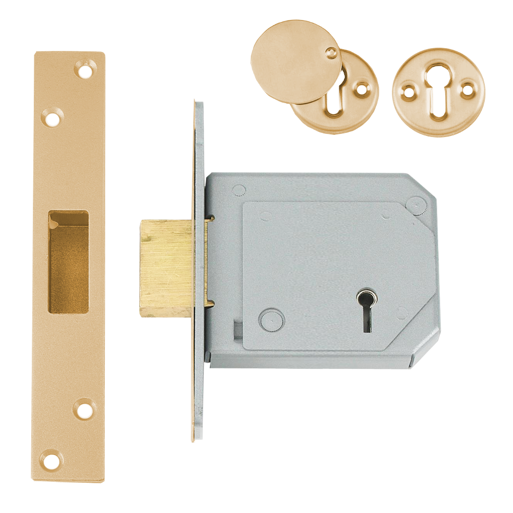 UNION C-Series 3G114E BS 5 Lever Deadlock 80mm Keyed To Differ - Polished Brass
