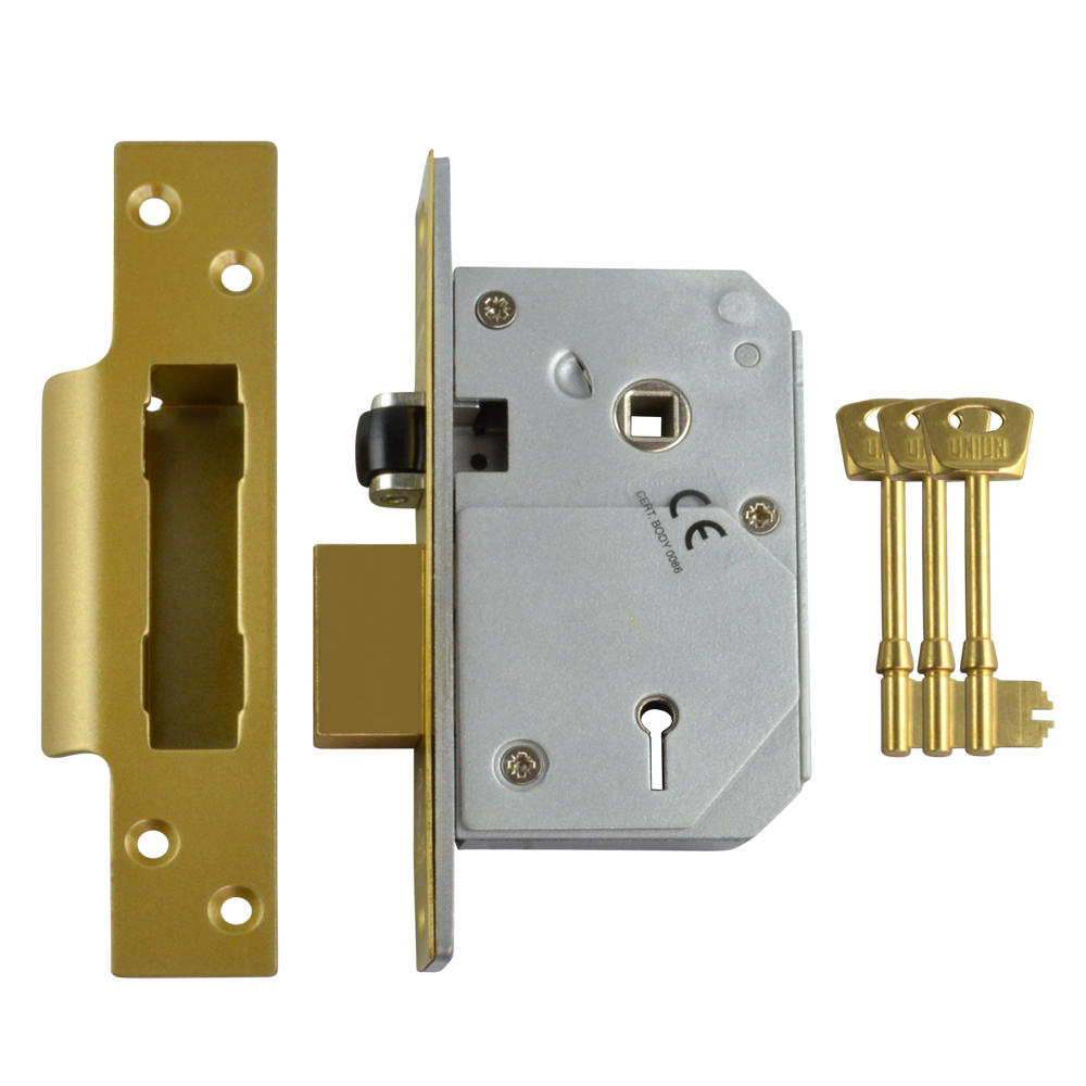 UNION C-Series 3K74E BS 5 Lever Sashlock 67mm Keyed To Differ - Polished Brass