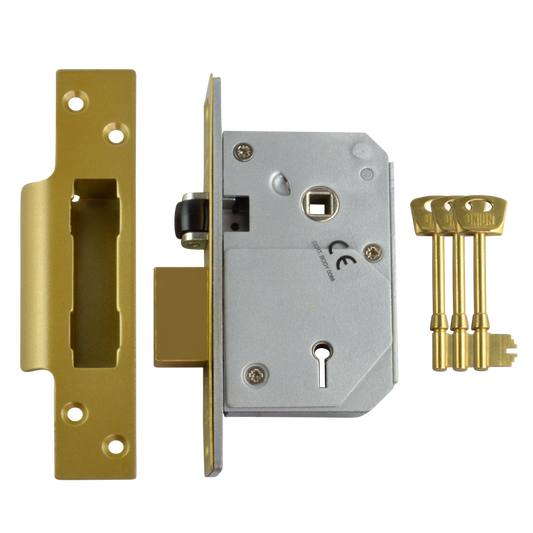 UNION C-Series 3K74E BS 5 Lever Sashlock 67mm Keyed To Differ - Polished Brass