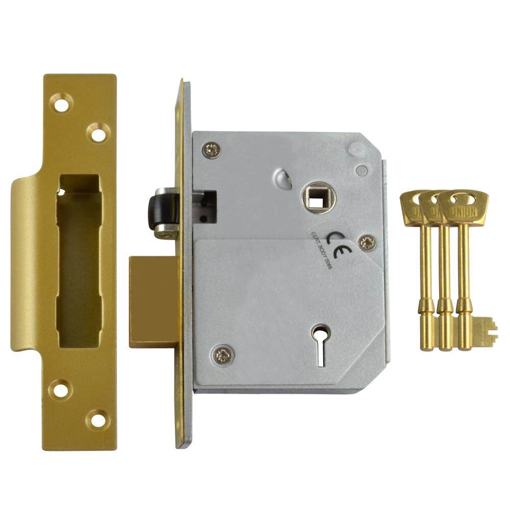 UNION C-Series 3K74E BS 5 Lever Sashlock 80mm Keyed To Differ - Polished Brass