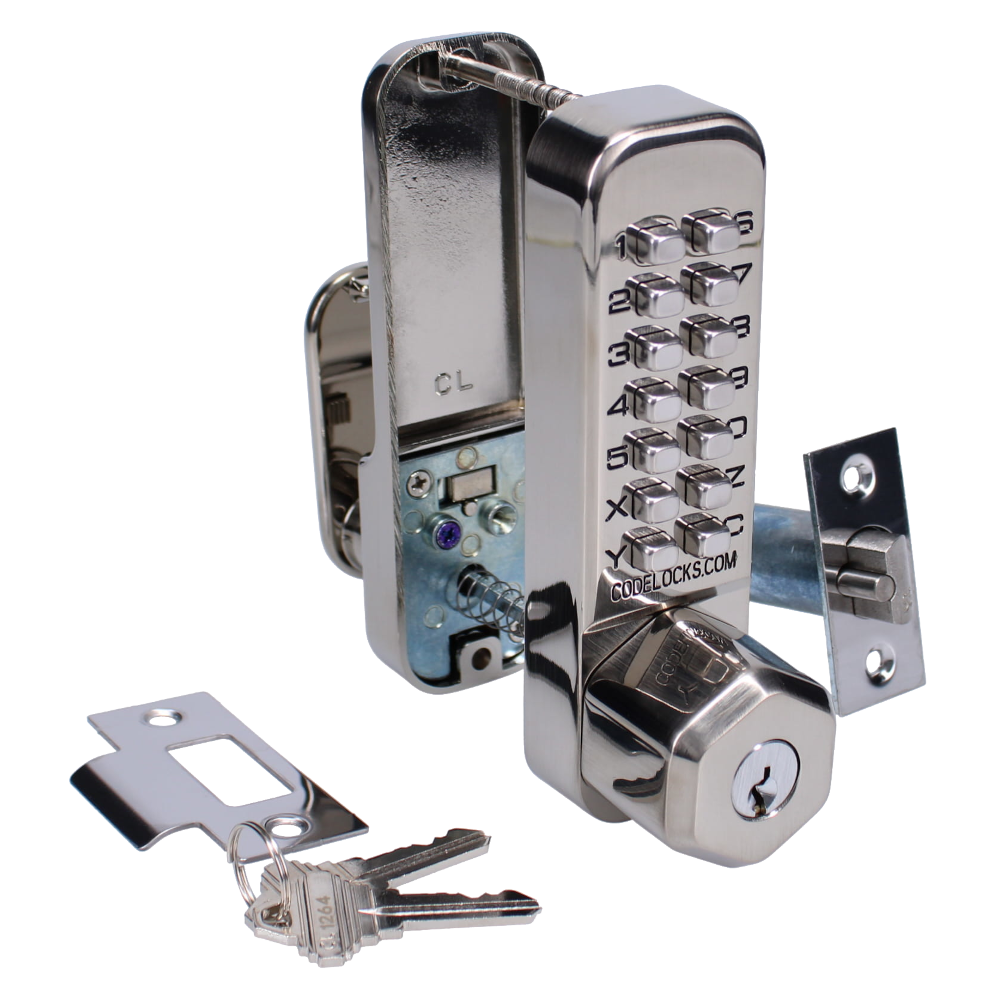 CODELOCKS CL255KO Series Digital Lock With Key Override CL255KO - Stainless Steel