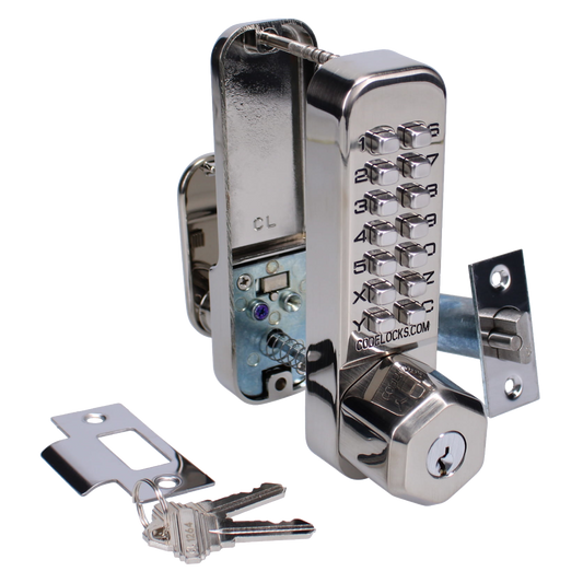 CODELOCKS CL255KO Series Digital Lock With Key Override CL255KO - Stainless Steel